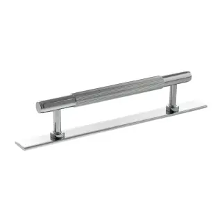 MHCLB17128PC - Millhouse Brass Battersea Linear T-Bar Cabinet Pull Handle on Backplate 128mm - Polished Chrome