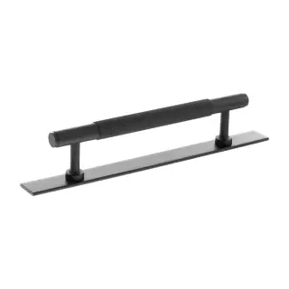 MHCLB17128MB - Millhouse Brass Battersea Linear T-Bar Cabinet Pull Handle on Backplate 128mm - Matt Black