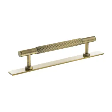 Click Here To Enlarge This Photo Of MHCLB17128AB - Millhouse Brass Battersea Linear T-Bar Cabinet Pull Handle on Backplate 128mm - Antique Brass