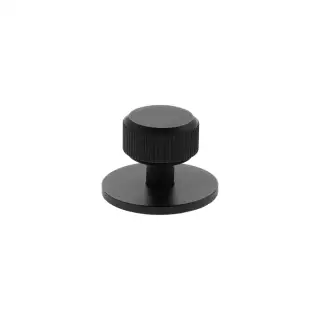 MHCLB1532MB - Millhouse Brass Battersea Linear Round Cabinet Knob Handle on Backplate - Matt Black