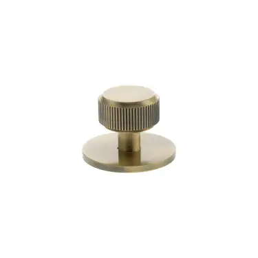 Click Here To Enlarge This Photo Of MHCLB1532AB - Millhouse Brass Battersea Linear Round Cabinet Knob Handle on Backplate - Antique Brass