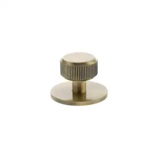 MHCLB1532AB - Millhouse Brass Battersea Linear Round Cabinet Knob Handle on Backplate - Antique Brass