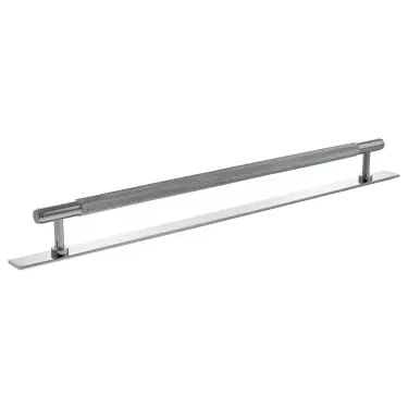 Click Here To Enlarge This Photo Of MHCKB17320PC - Millhouse Brass Eiffel Knurled T-Bar Cabinet Pull Handle on Backplate 320mm - Polished Chrome