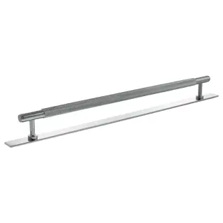 MHCKB17320PC - Millhouse Brass Eiffel Knurled T-Bar Cabinet Pull Handle on Backplate 320mm - Polished Chrome