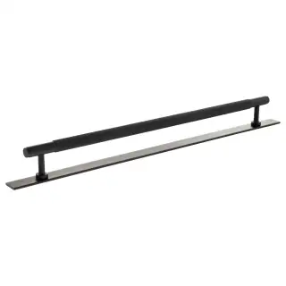 MHCKB17320MB - Millhouse Brass Eiffel Knurled T-Bar Cabinet Pull Handle on Backplate 320mm - Matt Black