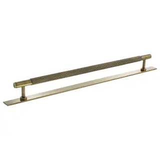 MHCKB17320AB - Millhouse Brass Eiffel Knurled T-Bar Cabinet Pull Handle on Backplate 320mm - Antique Brass