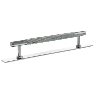 Click Here To Enlarge This Photo Of MHCKB17160PC - Millhouse Brass Eiffel Knurled T-Bar Cabinet Pull Handle on Backplate 160mm - Polished Chrome