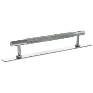 MHCKB17160PC - Millhouse Brass Eiffel Knurled T-Bar Cabinet Pull Handle on Backplate 160mm - Polished Chrome
