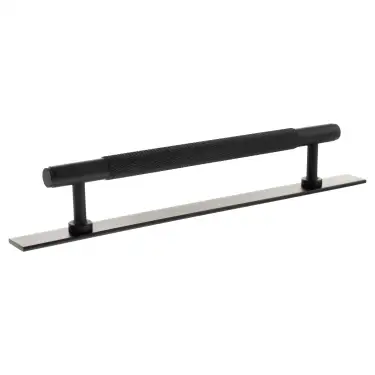 Click Here To Enlarge This Photo Of MHCKB17160MB - Millhouse Brass Eiffel Knurled T-Bar Cabinet Pull Handle on Backplate 160mm - Matt Black