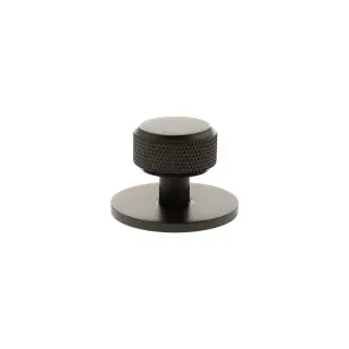 MHCKB1532UDB - Millhouse Brass Eiffel Knurled Round Cabinet Knob Handle on Backplate - Urban Dark Bronze