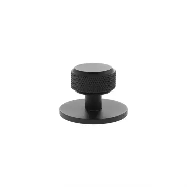 Click Here To Enlarge This Photo Of MHCKB1532MB - Millhouse Brass Eiffel Knurled Round Cabinet Knob Handle on Backplate - Matt Black