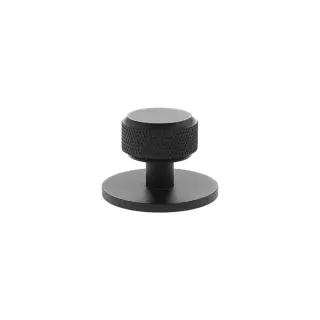 MHCKB1532MB - Millhouse Brass Eiffel Knurled Round Cabinet Knob Handle on Backplate - Matt Black