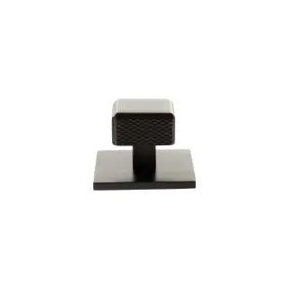 MHCKB1230UDB - Millhouse Brass Eiffel Knurled Square Cabinet Knob Handle on Backplate - Urban Dark Bronze