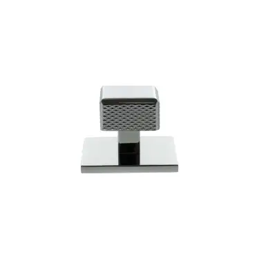 Click Here To Enlarge This Photo Of MHCKB1230PC - Millhouse Brass Eiffel Knurled Square Cabinet Knob Handle on Backplate - Polished Chrome
