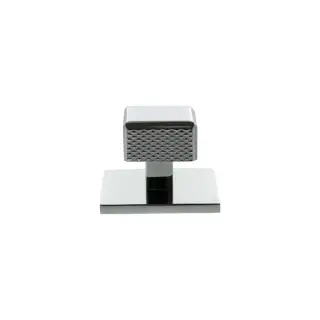 MHCKB1230PC - Millhouse Brass Eiffel Knurled Square Cabinet Knob Handle on Backplate - Polished Chrome
