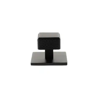 MHCKB1230MB - Millhouse Brass Eiffel Knurled Square Cabinet Knob Handle on Backplate - Matt Black
