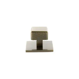 MHCKB1230AB - Millhouse Brass Eiffel Knurled Square Cabinet Knob Handle on Backplate - Antique Brass