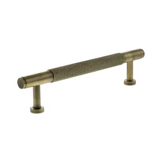 MHCK17128AB - Millhouse Brass Eiffel Knurled T-Bar Cabinet Pull Handle 128mm - Antique Brass