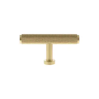 MHCK1675SB - Millhouse Brass Eiffel Knurled T-Bar Cabinet Knob Handle - Satin Brass