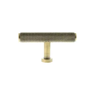 MHCK1675AB - Millhouse Brass Eiffel Knurled T-Bar Cabinet Knob Handle - Antique Brass