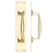 FB112A - Zoo Hardware Fulton & Bray Cast Brass Pull Handle with Backplate - 300 x 60mm Polished Brass