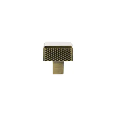 Click Here To Enlarge This Photo Of MHCK1230AB - Millhouse Brass Eiffel Knurled Square Cabinet Knob Handle - Antique Brass