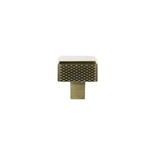 MHCK1230AB - Millhouse Brass Eiffel Knurled Square Cabinet Knob Handle - Antique Brass
