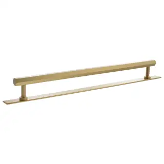 MHCHB17320SB - Millhouse Brass Pennington Hexagonal T-Bar Cabinet Pull Handle on Backplate 320mm - Satin Brass