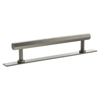 MHCHB17160SN - Millhouse Brass Pennington Hexagonal T-Bar Cabinet Pull Handle on Backplate 160mm - Satin Nickel