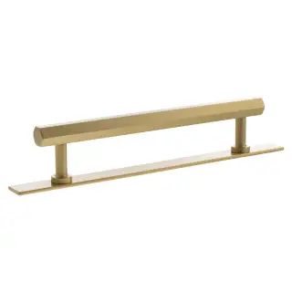 MHCHB17160SB - Millhouse Brass Pennington Hexagonal T-Bar Cabinet Pull Handle on Backplate 160mm - Satin Brass