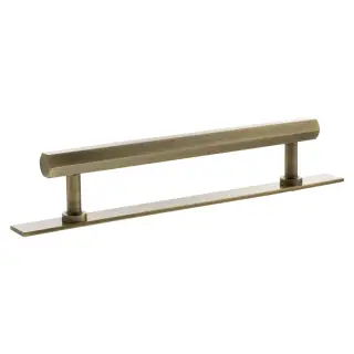 MHCHB17160AB - Millhouse Brass Pennington Hexagonal T-Bar Cabinet Pull Handle on Backplate 160mm - Antique Brass