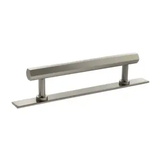 MHCHB17128SN - Millhouse Brass Pennington Hexagonal T-Bar Cabinet Pull Handle on Backplate 128mm - Satin Nickel