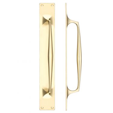 Click Here To Enlarge This Photo Of FB112B - Zoo Hardware Fulton & Bray Cast Brass Pull Handle with Backplate - 425 x 60mm Polished Brass