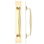 FB112B - Zoo Hardware Fulton & Bray Cast Brass Pull Handle with Backplate - 425 x 60mm Polished Brass