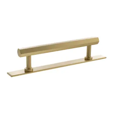 Click Here To Enlarge This Photo Of MHCHB17128SB - Millhouse Brass Pennington Hexagonal T-Bar Cabinet Pull Handle on Backplate 128mm - Satin Brass