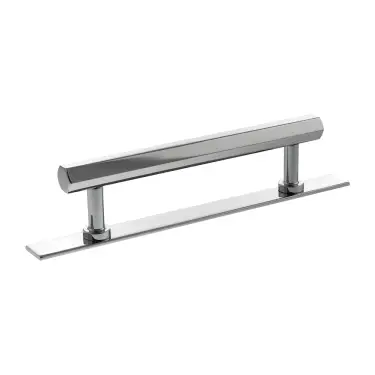 Click Here To Enlarge This Photo Of MHCHB17128PC - Millhouse Brass Pennington Hexagonal T-Bar Cabinet Pull Handle on Backplate 128mm - Polished Chrome
