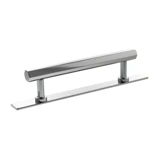 MHCHB17128PC - Millhouse Brass Pennington Hexagonal T-Bar Cabinet Pull Handle on Backplate 128mm - Polished Chrome