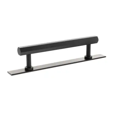 Click Here To Enlarge This Photo Of MHCHB17128MB - Millhouse Brass Pennington Hexagonal T-Bar Cabinet Pull Handle on Backplate 128mm - Matt Black
