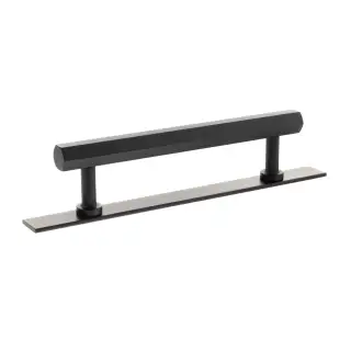 MHCHB17128MB - Millhouse Brass Pennington Hexagonal T-Bar Cabinet Pull Handle on Backplate 128mm - Matt Black