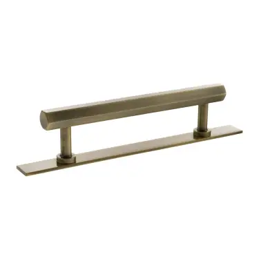 Click Here To Enlarge This Photo Of MHCHB17128AB - Millhouse Brass Pennington Hexagonal T-Bar Cabinet Pull Handle on Backplate 128mm - Antique Brass