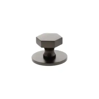 MHCHB1532UDB - Millhouse Brass Pennington Hexagonal Cabinet Knob Handle on Backplate - Urban Dark Bronze