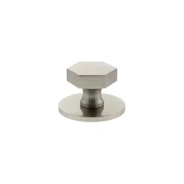 Click Here To Enlarge This Photo Of MHCHB1532SN - Millhouse Brass Pennington Hexagonal Cabinet Knob Handle on Backplate - Satin Nickel