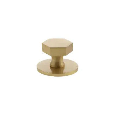 Click Here To Enlarge This Photo Of MHCHB1532SB - Millhouse Brass Pennington Hexagonal Cabinet Knob Handle on Backplate - Satin Brass