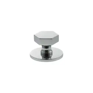 MHCHB1532PC - Millhouse Brass Pennington Hexagonal Cabinet Knob Handle on Backplate - Polished Chrome