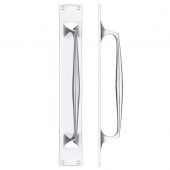 FB112BCP - Zoo Hardware Fulton & Bray Cast Brass Pull Handle with Backplate - 425 x 60mm Polished Chrome