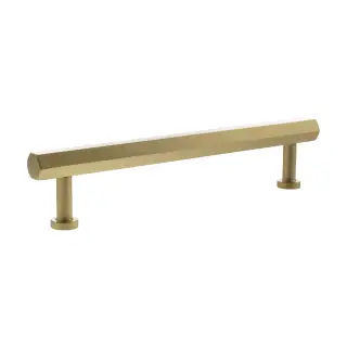 MHCH17160SB - Millhouse Brass Pennington Hexagonal T-Bar Cabinet Pull Handle 160mm - Satin Brass