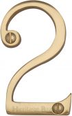 C1560 2-PB Heritage Brass Numeral 2 Face Fix 76mm (3") Polished Brass Finish
