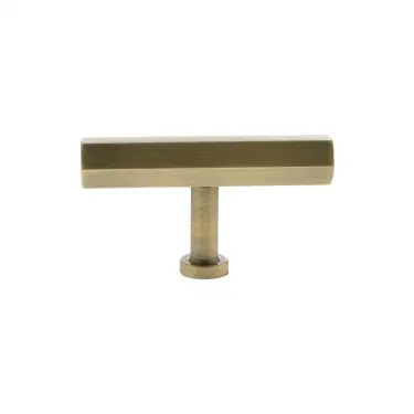 Click Here To Enlarge This Photo Of MHCH1675AB - Millhouse Brass Pennington Hexagonal T-Bar Cabinet Knob Handle - Antique Brass