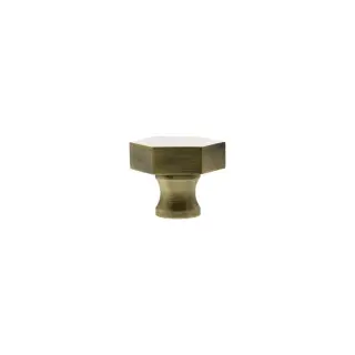 MHCH1532AB - Millhouse Brass Pennington Hexagonal Cabinet Knob Handle - Antique Brass