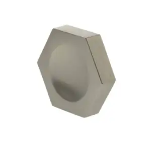 MHCH1338SN - Millhouse Brass Pennington Hexagonal Finger Pull Cabinet Knob Handle - Satin Nickel